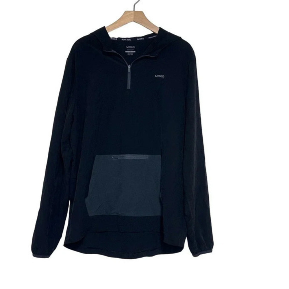Skora Qwick-Dry M black + gray lightweight pullover hooded running jacket‎